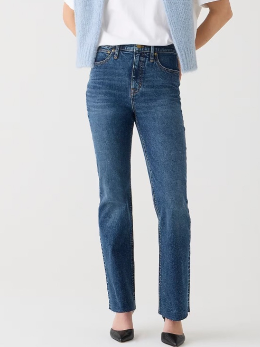 J. Crew Mid-Blue High-Rise Straight Jeans